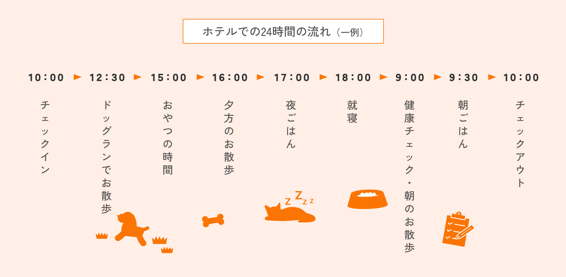 ホテルでの24時間の流れ（一例）