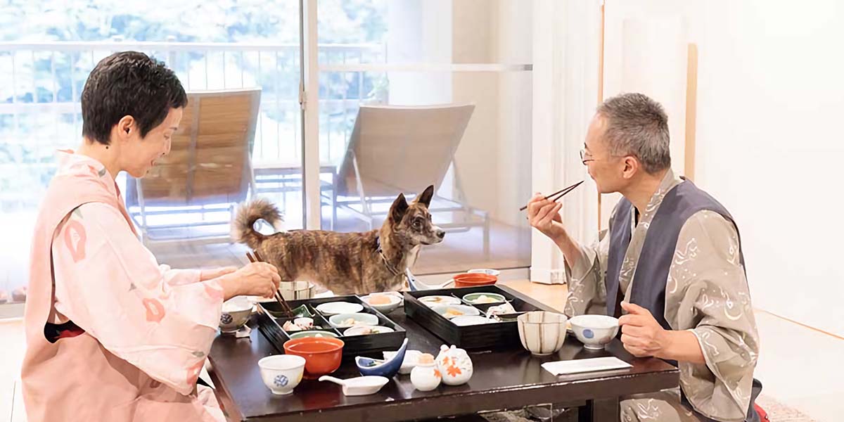 朝食も愛犬と一緒に